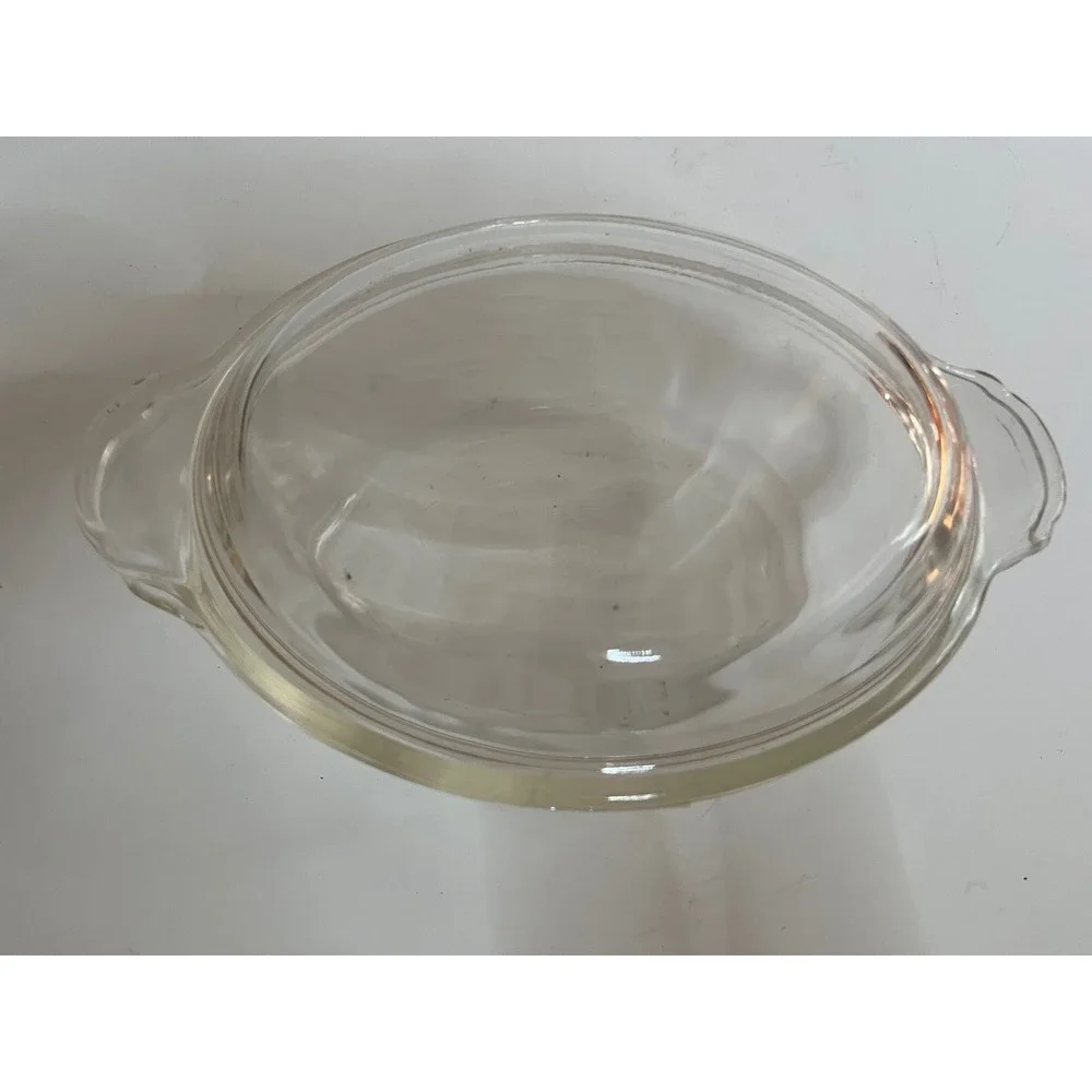 Vintage Fire-King Clear Glass Oval Casserole Dish with Lid 1.5 QT Made in USA